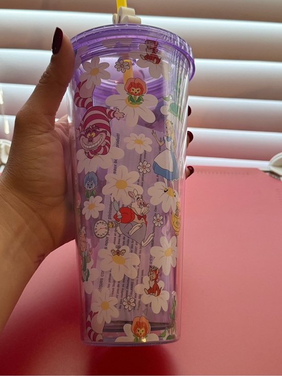 Silver Buffalo Other - Alice in Wonderland Purple Floral Tumbler with Straw, Lid, & Topper- NWT